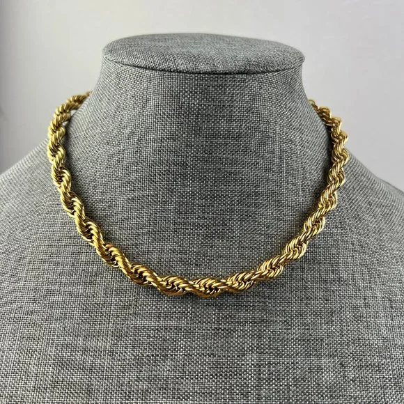 Thick Chain Necklace Gold Thick Choker Necklace Chunky Chain Twisted Necklace - Picture 13 of 13